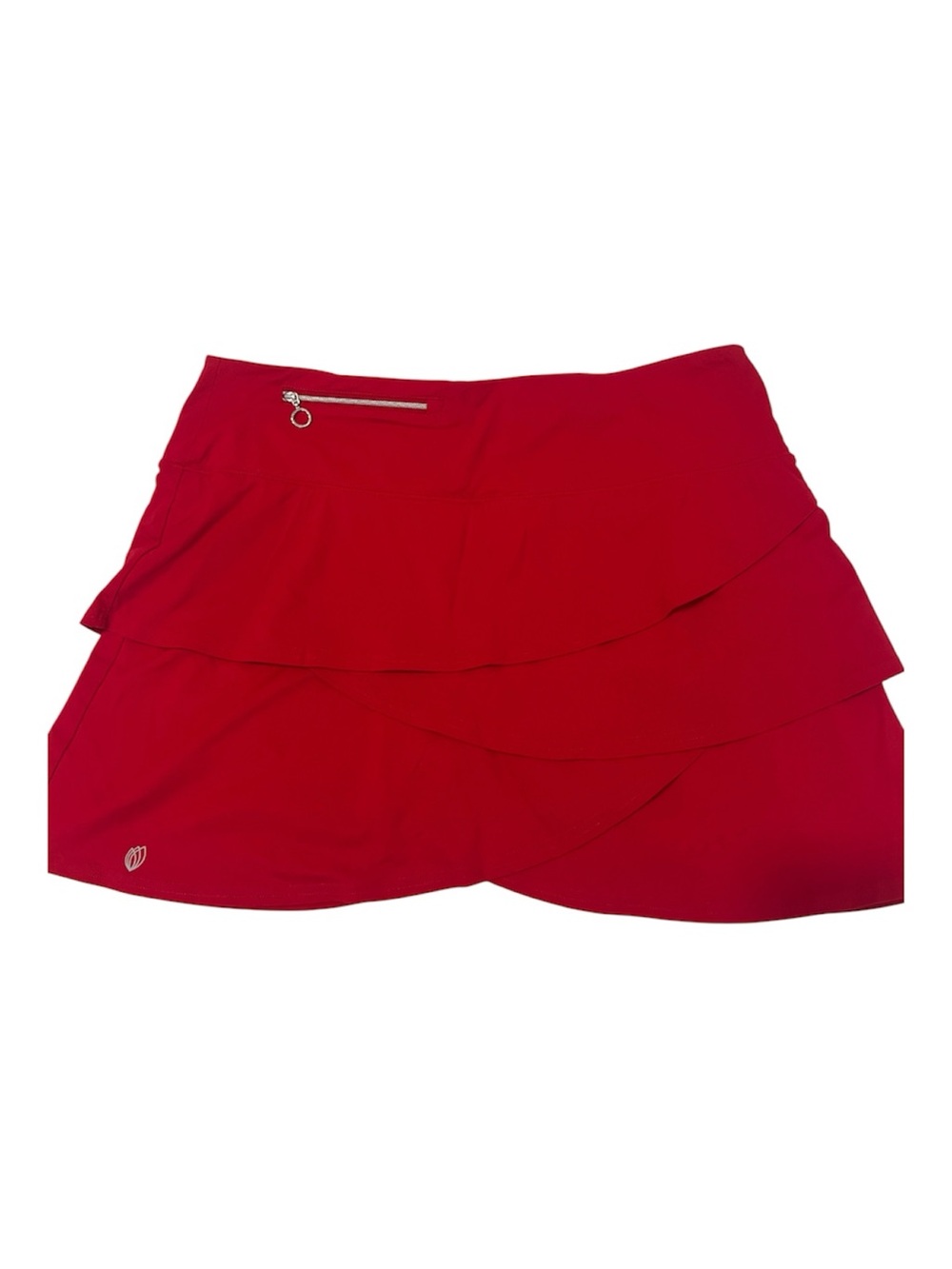 GG Blue SzXL Ruffle Tier Athletic Skort in Bright Red 2 Zipper Pockets Like New